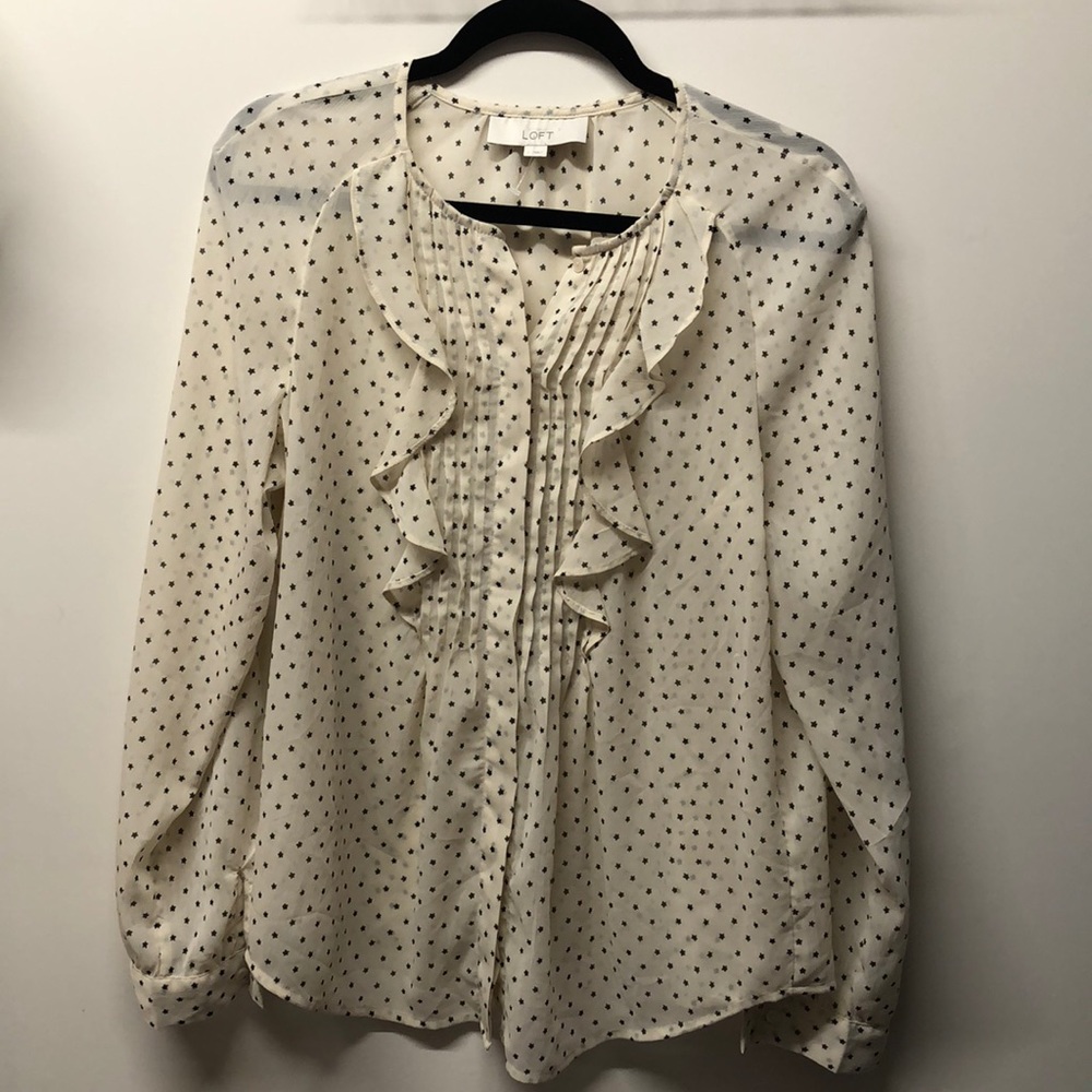 LOFT sheer long sleeve blouse